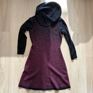 size S Maggy London burgundy and black ombre sweater dress with a cowl neck